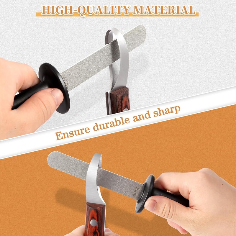 YAHIKI Hoof Knife with Sharpener,Farrier Tool Kit,Double Edged Hoof Trimming Knife with Wooden Handle, High-Carbon Steel Blade Hoof Knife for Horses - Image 3